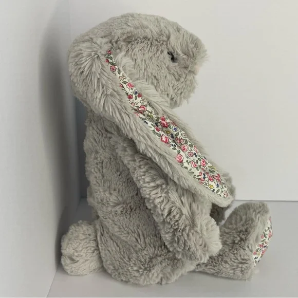 Jellycat London Silver Blossom Bunny Gray Soft Medium 12” HTF Plush - Picture 7 of 16